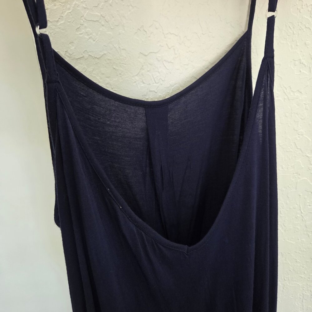 Womens Wide-Leg Jumpsuit Medium Blue Romper Spaghetti Strap Pallazo Navy - Picture 7 of 7